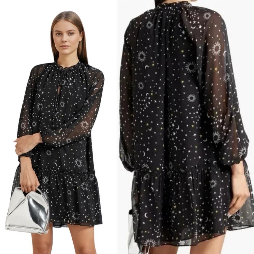10 crosby Derek Lam Juno celestial print mini dress Sz 2 boho chic festival